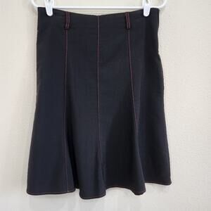 Spring Street Red & Black Contrast Stitching Knee-length A-line Skirt Medium